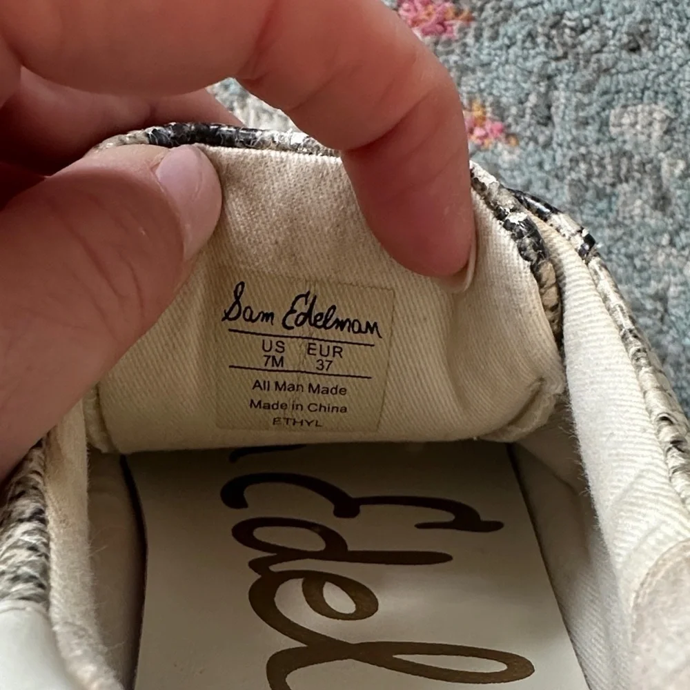 Sam Edelman “Ethyl” Snake Print Sneakers - Cream and Black